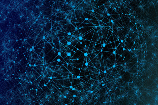 A network of connected blue nodes